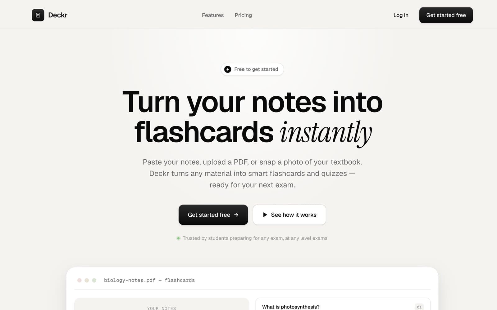 Deckr landing page