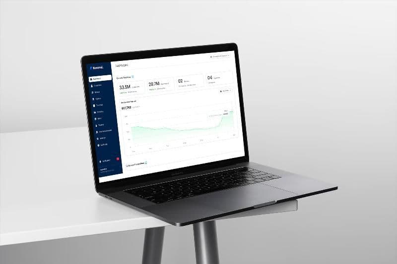 Korensi admin dashboard on a laptop